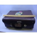 Lovely old small brown cardboard suitcase