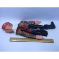 Very vintage hand puppet - lost a boot. Made in Hong Kong