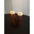Vintage 1950s Retro Wood And Metal Salt And Pepper Shakers