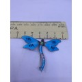 Dragonfly brooch - enameled silver - Victorian