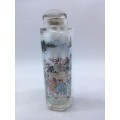 Vintage Chinese Reverse Painted Cut Crystal Chinese Snuff Bottle - Look!