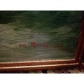 Seascape by Italian artist M Rinaldi painting size 65x50cm