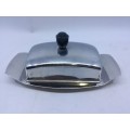 VINTAGE stainless steel butter dish with lid