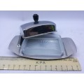 VINTAGE stainless steel butter dish with lid
