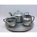 Vintage British made long life aluminium tea set and tray