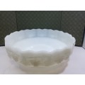Stunning vintage milk glass footed bowl - one chip, see pics