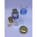 Brass collar vanity cut glass bottles - Look!!