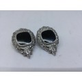 Lovely Silver 925, Marcasite and Black Onyx earrings