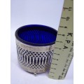 Silver plated bowl with blue glass inner
