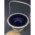 Vintage Jam holder with blue glass liner