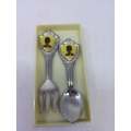 Small souvenir spoon and fork set