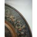 Big copper wall plate - embossed with geese and angels/cupids