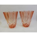 Pair Vintage Luminarc France Swirl Pink Vases