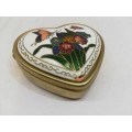 Vintage enameled heart pill box