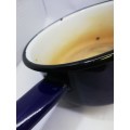 Vintage blue Polish enamel pot - no lid but usable or for décor