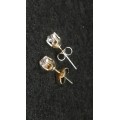 9ct gold earrings 1g set with simulated diamonds