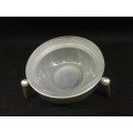 Frosted glass and metal bowl