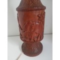 Carved solid wood lamp base