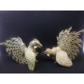 Vintage Pair set of Brass Fighting Roosters