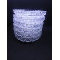 Set of 6 heavy cut glass/crystal shallow bowls - like new