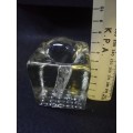 Glass paperweight/pen holder