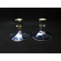 2 Metal Chrome Silver Colored  Irvinware Candlestick Candle Holders