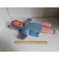 Vintage Pointy-Headed Soft Body Doll With Kewpie-Style Plastic Face