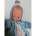 Vintage Pointy-Headed Soft Body Doll With Kewpie-Style Plastic Face