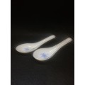 Milk glass Chinese soup spoons