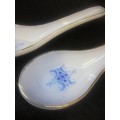 Milk glass Chinese soup spoons