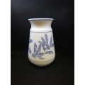 Blue on milk glass vase