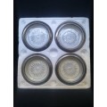 Silver plate and glass coasters