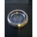 Silver plate and glass coasters