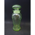 Uranium glass container - the lid has damage but you cant see it when displayed