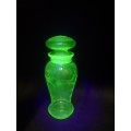 Uranium glass container - the lid has damage but you cant see it when displayed