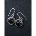 925 Silver and onyx earrings