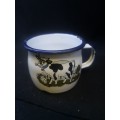 VINTAGE MUNDER EMAIL MÜNDER-EMAIL ENAMEL FARMHOUSE DAIRY COW CUP, GERMANY