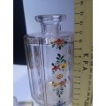 Gorgeous smallish hand painted heavy glass decanter - chips on the stopper only