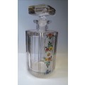 Gorgeous smallish hand painted heavy glass decanter - chips on the stopper only