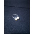 Sterling Silver ring with two genuine pearls size N