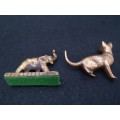 Mini bronze elephant and a cat