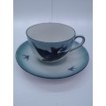 Vintage tea set swallows - Blue 8 cups and saucers