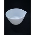 milk glass mixing bowl with spout