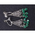 Green crystal screw on earrings Austria
