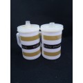 Vintage 60`s milk glass oil and vinegar with plastic tops