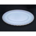 Vintage Anchor Hocking serving plate - milk glass - some loss of gold rim