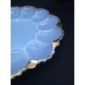 Vintage blue milk glass egg plate