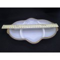Vintage Anchor Hocking Fire King milk glass dish with gold rim