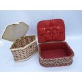 Set of plastic woven baskets for needlework