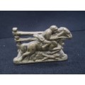 Vintage office desk English brass equestrian letter rack/business card holder Fox hunt